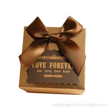 Gift Box with Bow, Made of Glossy Gold Foil Paper, Suitable for Gift/Candy Package